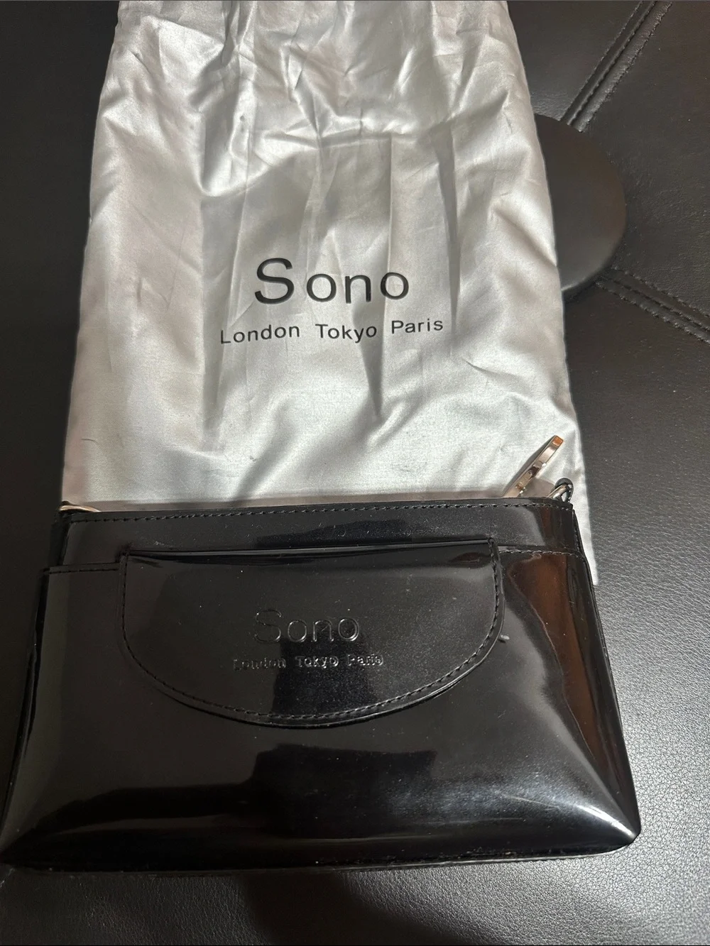 Sono Black Patent Wristlet Wallet